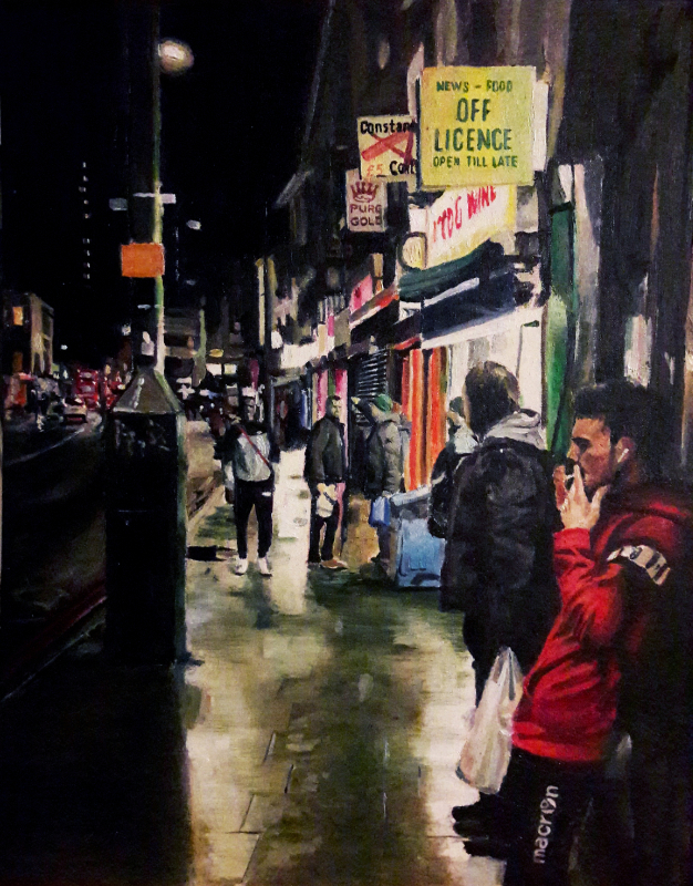 Lee High Road 8pm oil on canvas board 16 x 20 inches