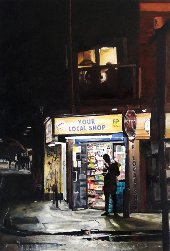 Quaker Street, Shoreditch 9pm oil on canvas 20 x 30 inches